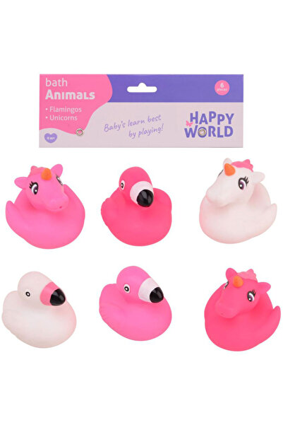 UP Int l Set 6 jucarii din cauciuc pentru baie, flamingo & unicorn