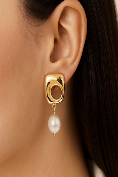 DEMOKAN Kadın Küpe Delik Şekil Sallantı İnci Küpe