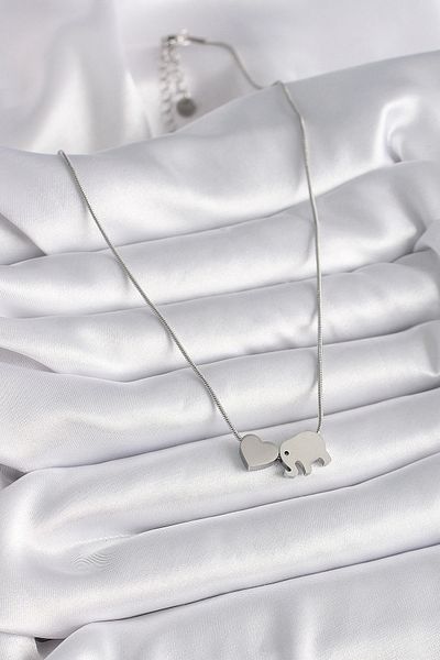 Clariss 316L Steel Silver Color Elephant Heart Figured Women's Necklace