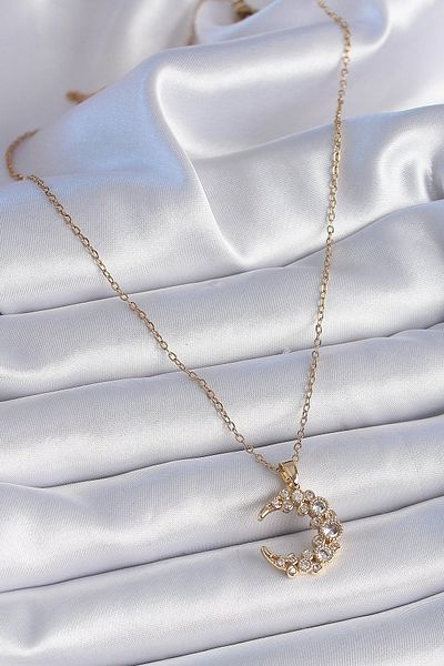 Clariss 316L سلسلة الصلب لون الذهب الزركون حجر الهلال نموذج قلادة المرأة
