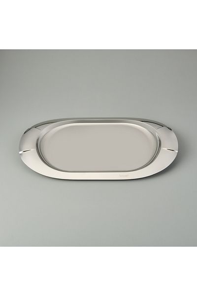 Hisar Monaco Oval Steel Tray - Inox - 48X31 cm