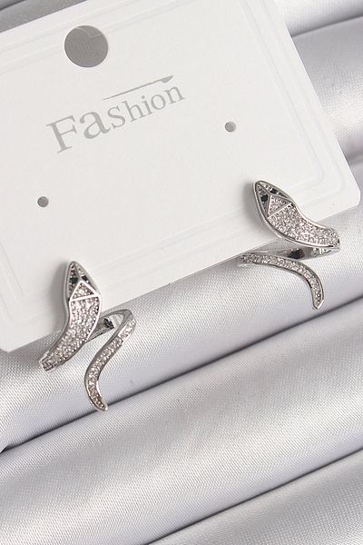 Store Brass Silver Color Zircon Stone Snake Model Women's Earrings