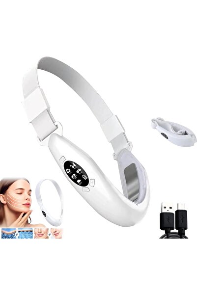 COOYA Face Massager,Skin Tightening Beauty Instrument,Electric V Line Shaping,5 Modes,8 Levels,White