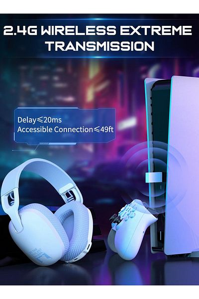 Onikuma سماعة رأس للألعاب BT/2.4G/سلكية بثلاثة أوضاع مع ميكروفون، سماعة رأس للألعاب لاسلكية ستيريو