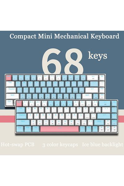 e-yooso Z-686 65% Gaming Keyboard,Hot Swappable Red Switch, 68Keys Mini Wired Mechanical Keyboard