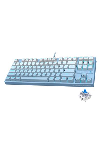 e-yooso Z-87 Mechanical Gaming Keyboard with Gradient Blue Pbt Keycaps Blue Switches LED Backlit