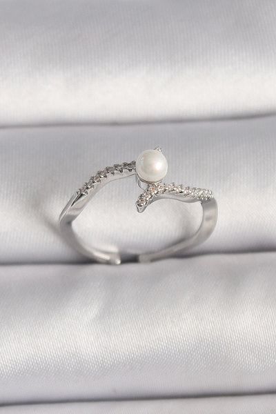 Clariss Brass Silver Color Zircon Stone Adjustable Ring