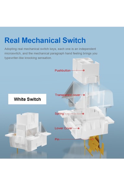 e-yooso لوحة مفاتيح الألعاب الميكانيكية اللاسلكية Z-94 RGB، بلوتوث 5.0 لاسلكي USB 2.4G