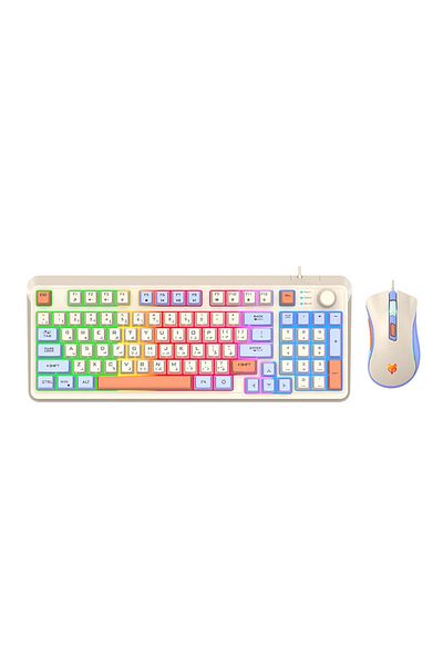 XUNFOX Arabic & English Wired Gaming Keyboard and Mouse Set,Mechanical Feel Office Keyboard