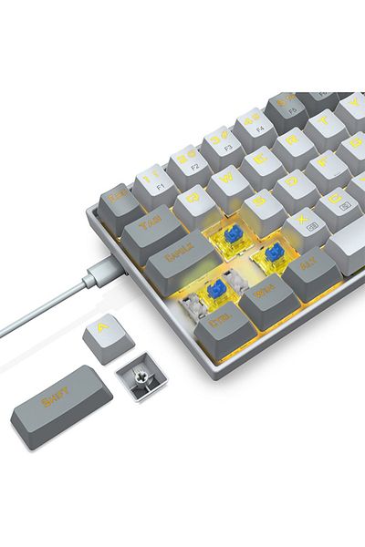 e-yooso Z-686 65% Gaming Keyboard,Hot Swappable Blue Switch, 68 Keys Mini Wired Mechanical Keyboard