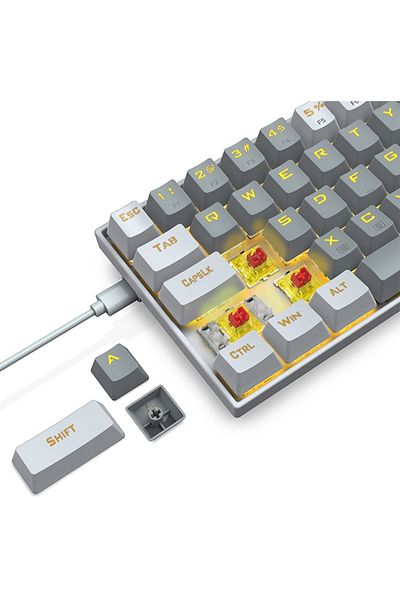 e-yooso Z-686 65% Gaming Keyboard,Hot Swappable Red Switch, 68 Keys Mini Wired Mechanical Keyboard