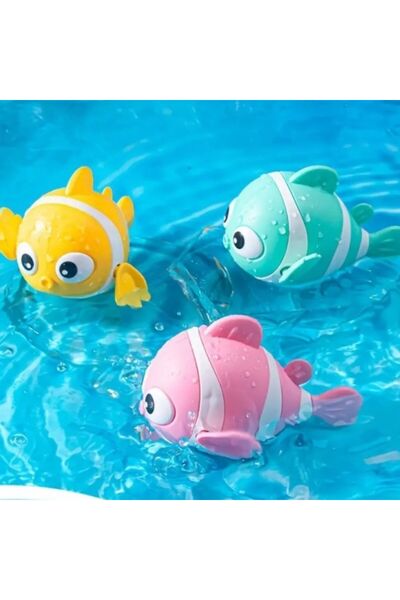 FDMFANAİR Hafif Kurmalı Eğlenceli Renkli Yüzen Balık Bebek Çocuk Banyo Su Oyuncağı 1 Adet