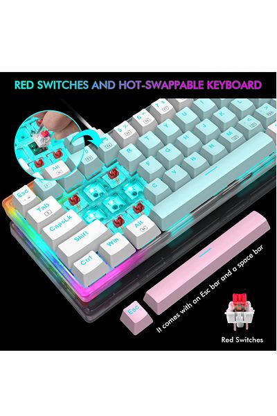 e-yooso Z-11T Mechanical Keyboard,Red Switches Mechanical Gaming Keyboard with RGB Backlight