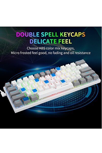 e-yooso لوحة مفاتيح ألعاب ميكانيكية Z-11 مزودة بـ 61 مفتاحًا، لوحة مفاتيح سلكية مدمجة بمفتاح أزرق بنسبة 60%