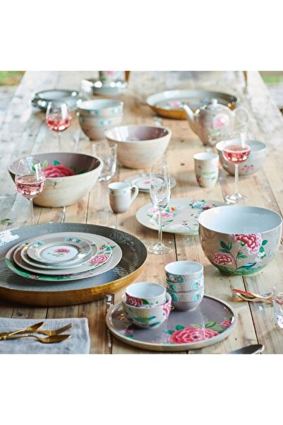 Pip Studio Porcelain plate, Pip Studio, Khaki, 21 cm, Blushing Birds collection