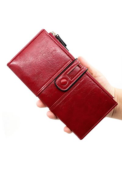 ETG Classic Stone Texture PU Leather Ladies Clutch for Women Long Wallet Large Capacity Zipper
