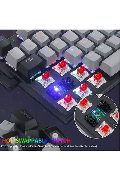 e-yooso 94 keys Gasket Mechanical Keyboard, Wired Red Switch Gaming Keyboard with Number Pad