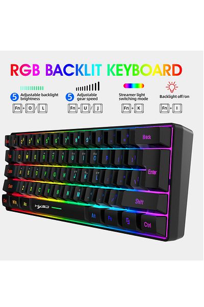 HXSJ V700 61 Key RGB Wired Gaming Keyboard and J900 USB Wired Gaming Mouse Set