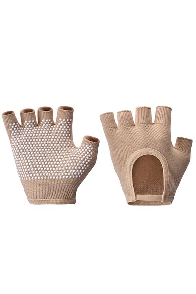Choice Beige Women Anti-slip Yoga Gloves Cotton Fitness Half Finger Gloves Breathable Outdoor Cycling Bicyc