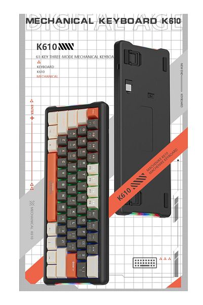 Leaven K610 2.4G Wired Wireless Gaming Keyboard,61 Keys Blue Switches Machanical Keyboard