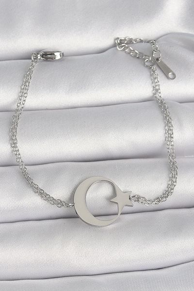 Clariss 316L Steel Silver Color Moon Star Model Women's Bracelet