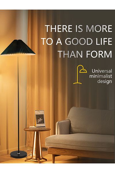 COOYA Nordic minimalist Floor Lamp, With 3 Color Temperature, 12W LED, Iron Base, for bedroom, Black