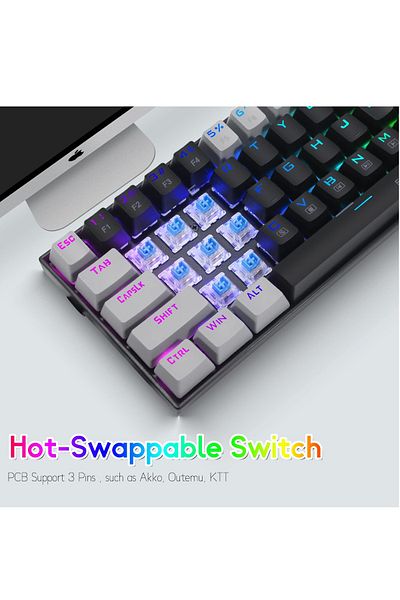 e-yooso 65% RGB Gaming Keyboard,Wired 68 Keys Blue Switch Mechanical Keyboard,Detachable