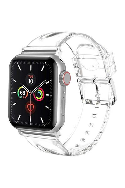 Generic Clear Silicone Strap Band for Smart Watches (44mm, 45mm, 49mm) Soft Silicone Sports Strap for Wo