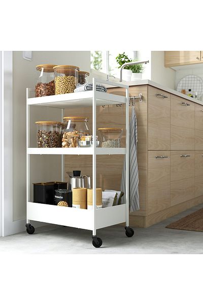 IKEA NISSAFORS Trolley, white, 50.5 x 30 x 83 cm