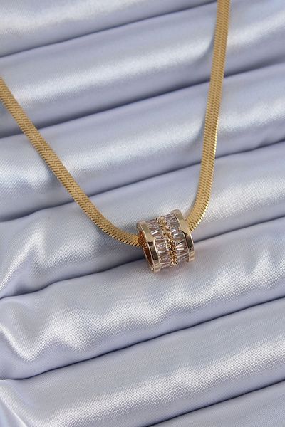 Clariss 316L Steel Gold Color Italian Chain Model Zircon Stone Women's Necklace