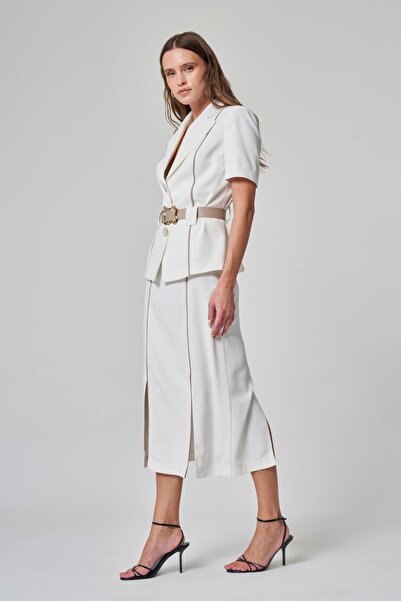 UTOPIAN Çift Yırtmaçlı Midi Etek