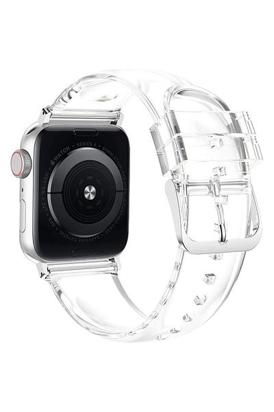 Generic Clear Silicone Strap Band for Smart Watches (44mm, 45mm, 49mm) Soft Silicone Sports Strap for Wo