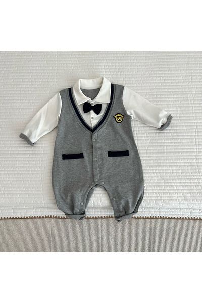nannie Khai Boys Gray Jumpsuit - 3-6 months