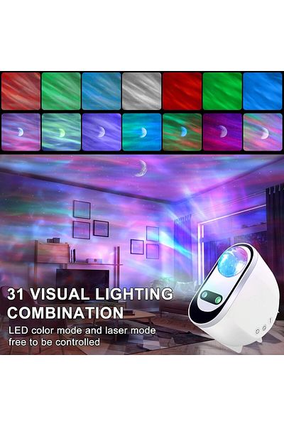 COOYA Galaxy Projector, 3 in 1 LED Northern Lights, 6 White Noise, with Bluetooth Speaker for Room Decor