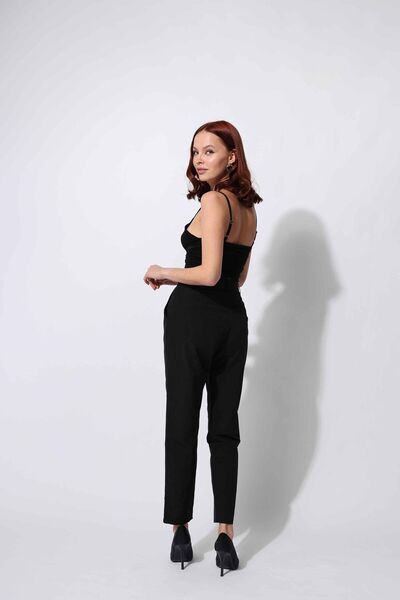 Reyon Pens Detaylı Pantolon Siyah