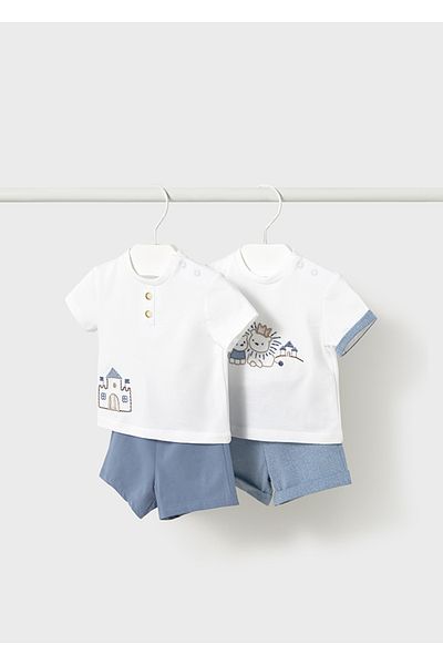 MAYORAL Baby Blue 4 Piece Suits - Top and Shorts