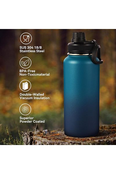 fulina 32 oz Water Bottle with Straw Lid and Spout Lid with Handle,Great for Adults Beautiful Gift