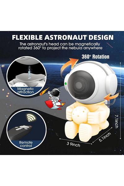 COOYA Star Projector, with 5 LED Light Modes, Control Timer, Remote & 360° Adjustable, Astronaut Design