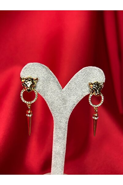 Gigi Leopar başlı sallantılı küpe