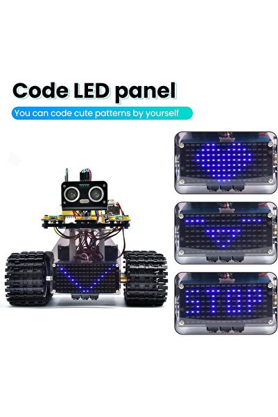 Keyestudio Arduino Uyumlu Robot Tank Kiti, Scratch/Arduino ile Programlanabilir STEM Robotu, DIY Eğitim Seti"
