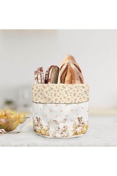 Club Cotton Easter bread basket 16x21cm made of cotton, Club Cotton, Ginny with bunnies and butterflies