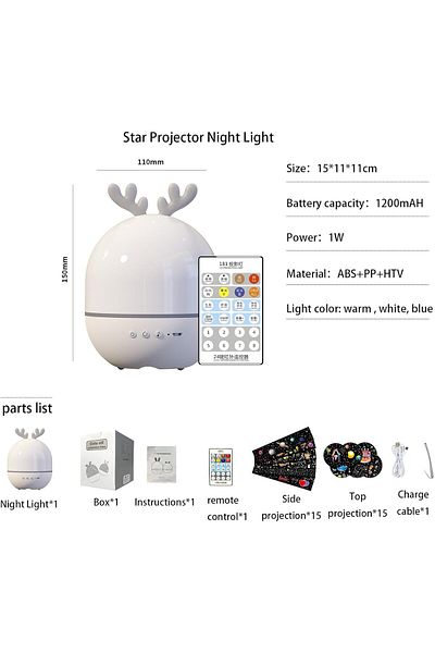 COOYA Cute Styling Star Projector, 15 Sets of Themes, Sleep-Friendly LED Lamp