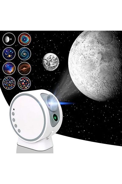 COOYA Projector, HD Replaceable 8 Film Discs & Adjustable Focus Lens Night Light, With Bluetooth Speaker
