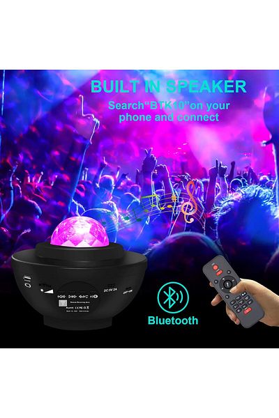 COOYA Galaxy Projector, with Music Speaker & Remote Control, LED Nebula Cloud & Moving Ocean Wave