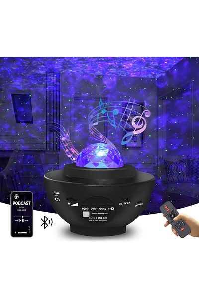 COOYA Galaxy Projector, with Music Speaker & Remote Control, LED Nebula Cloud & Moving Ocean Wave