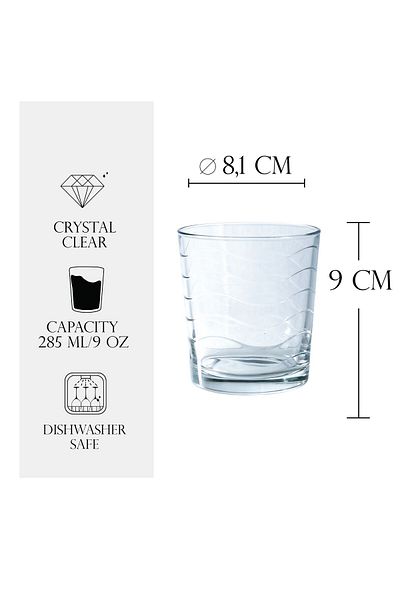 Cesiro Set 6 pahare apa, Kyma, 285 ml, Transparent