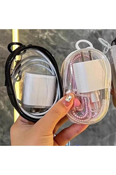 MFA SHOP Taşınabilir Mini Şeffaf şarj kablosu saklama çantası Fermuarlı Fonksiyonlu KulaklıkSeyahat Aksesuarı