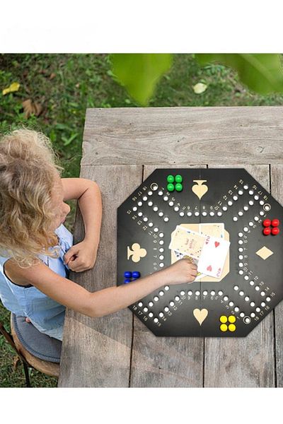 Orient Jackaroo Board Game Wooden Strategy Game for 4 Players and Cards for Family  40x40 cm