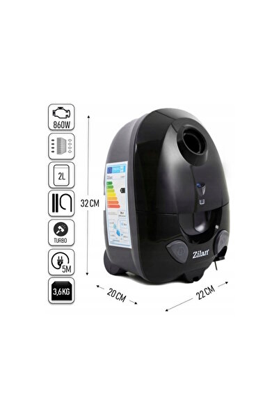 Zilan Sada vysavače ZLN8471 s turbohlavicí ZLN0386, černá, sáček 2 l, výkon 1200 W, kabel 5 m