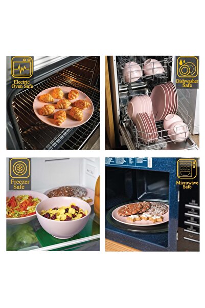 Cesiro 12-piece plate set, for 4 people, Pastel Pink, Cesiro, Matte Pink